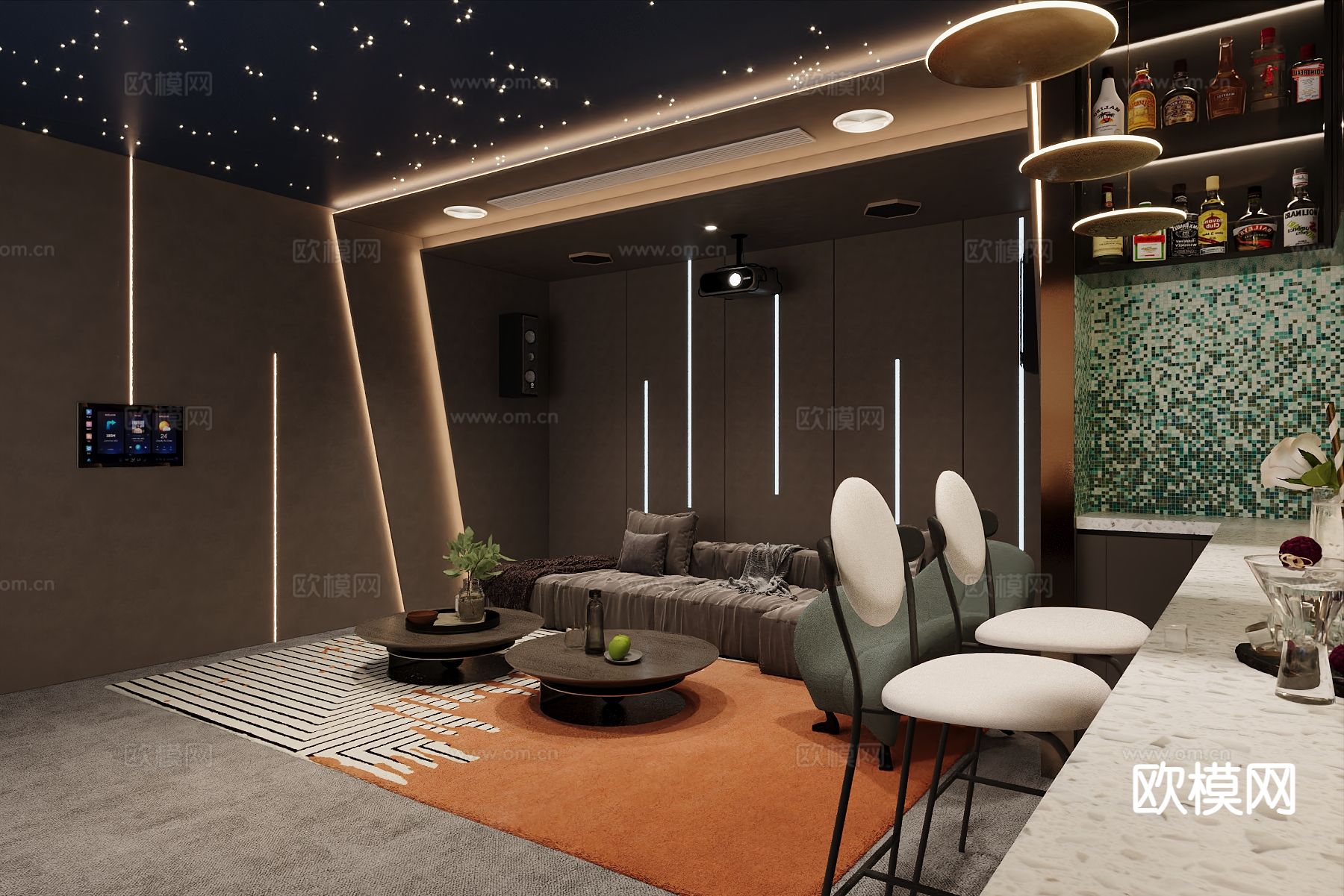 现代影音室3d模型下载