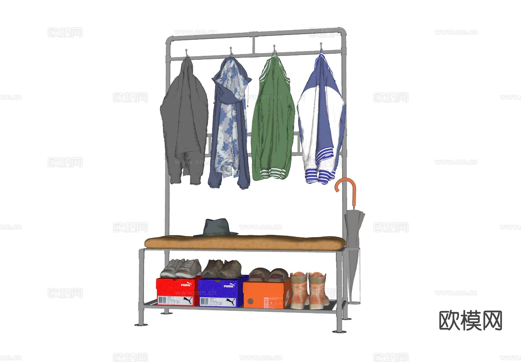 现代服装 男士外套 冬季外套su模型下载（渲染图1）