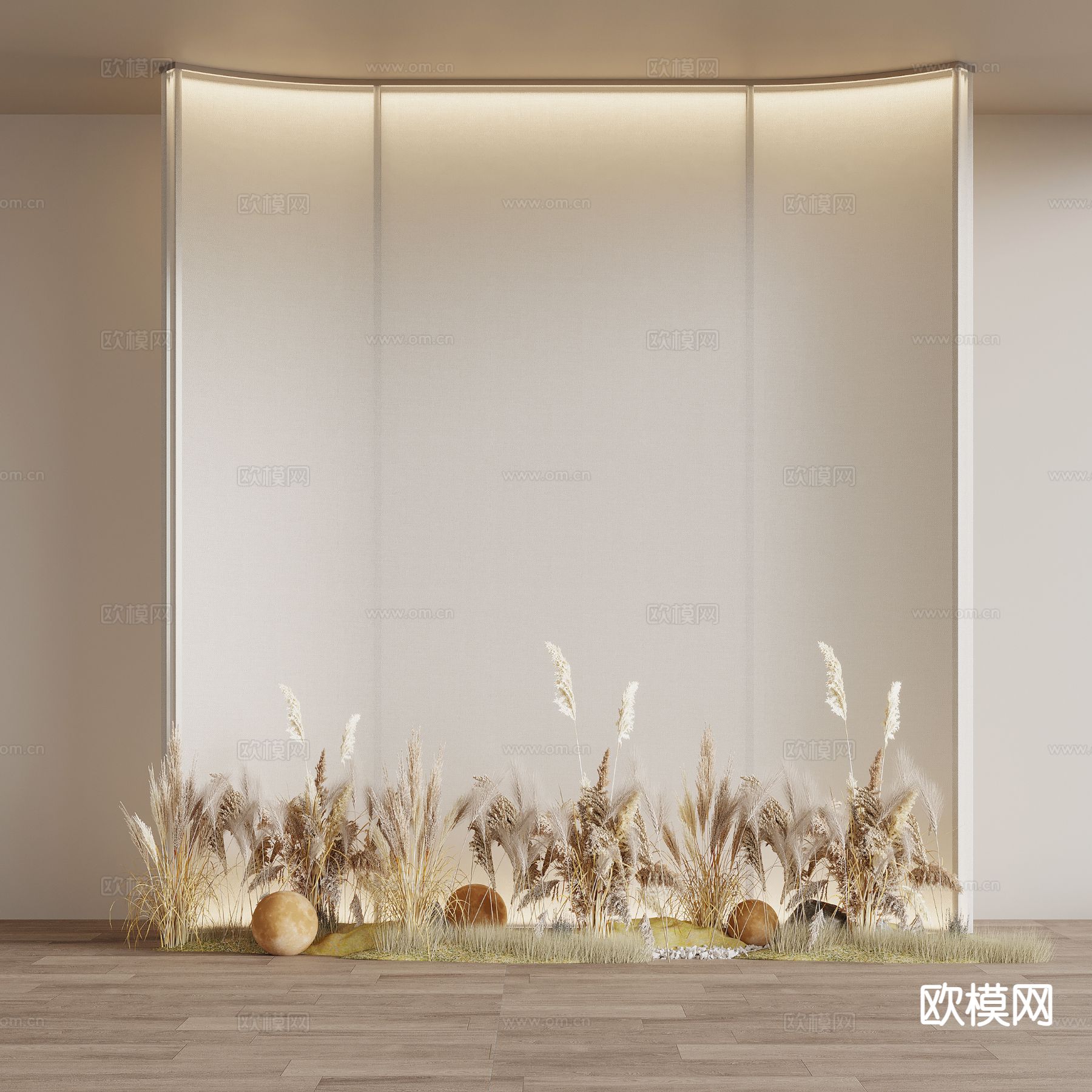 现代芦苇景观小品3d模型