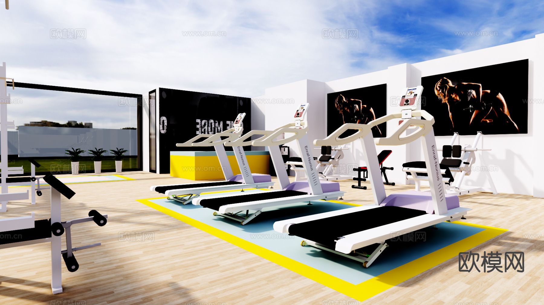 电玩城 健身瑜伽房su模型下载（渲染图5）