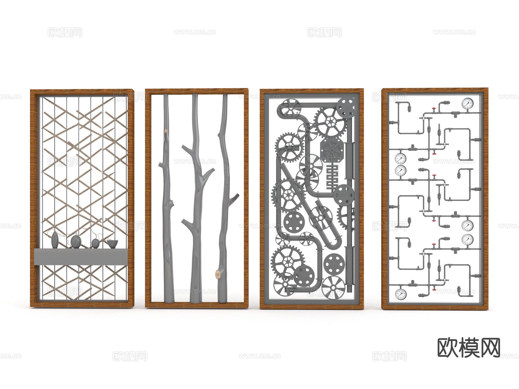 工业风屏风 艺术隔断su模型下载（渲染图2）