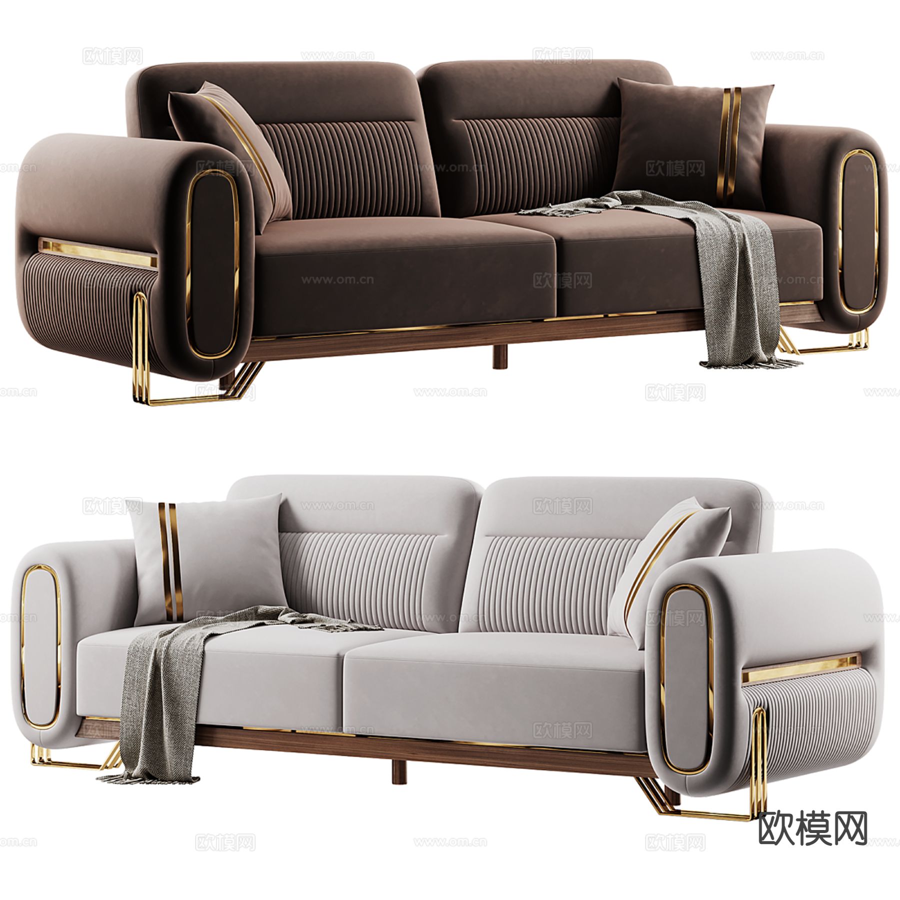 轻奢沙发 双人沙发su模型下载（渲染图4）
