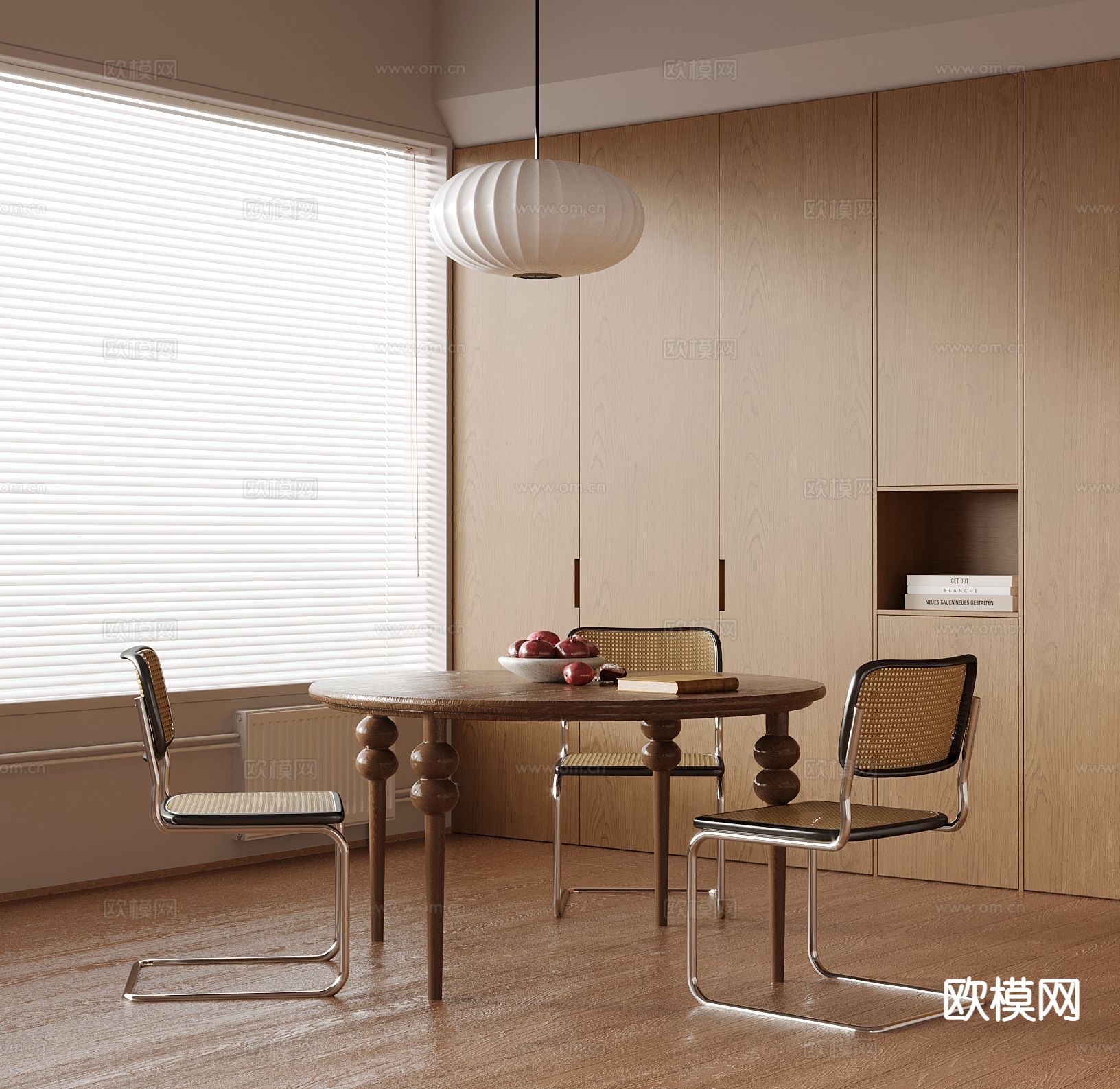 中古风餐桌椅3d模型下载