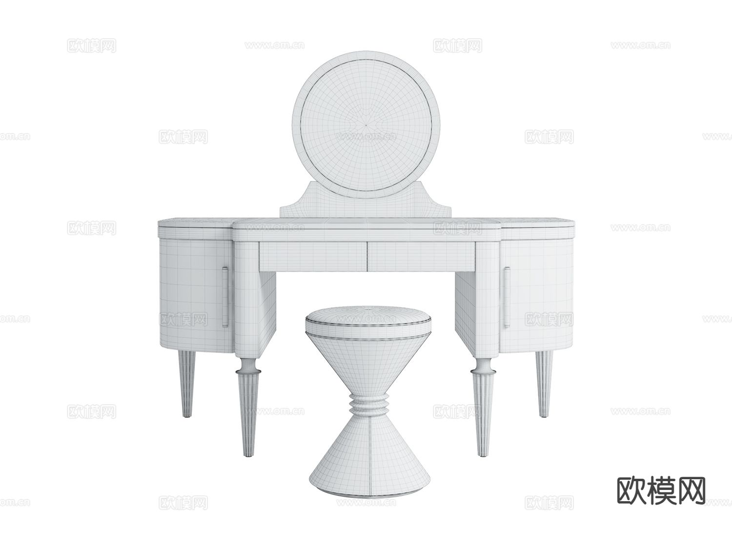 Longhi-Dame 梳妆台3d模型下载（渲染图2）