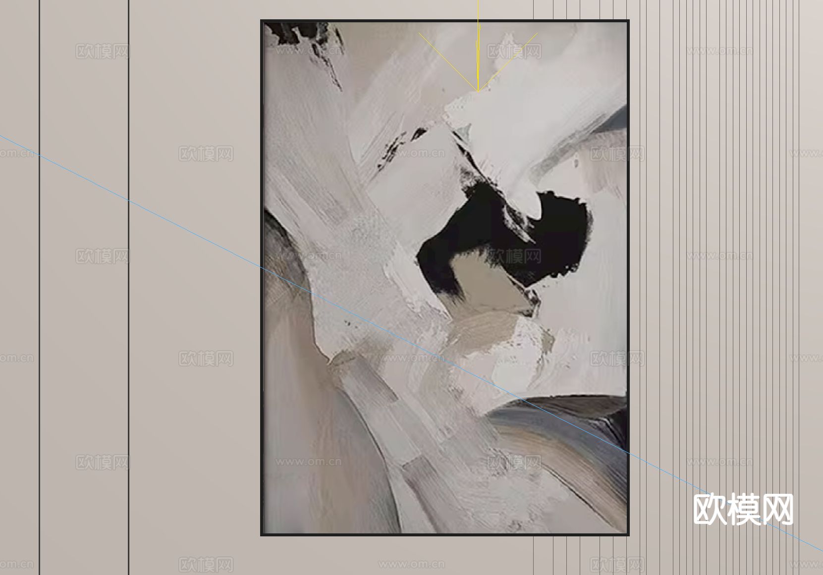 侘寂画 装饰画 艺术画 挂画su模型下载（渲染图1）