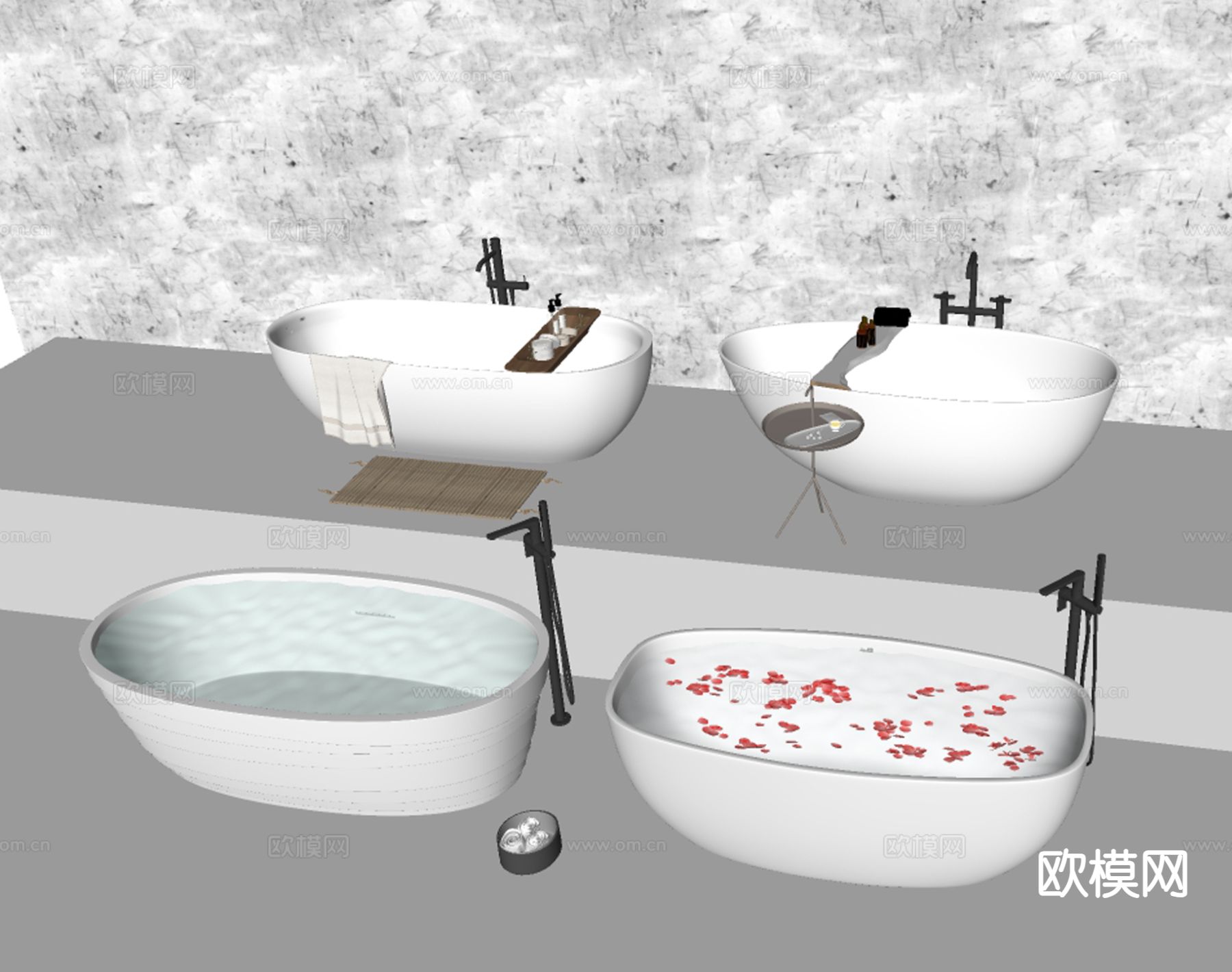 独立浴缸 陶瓷浴缸su模型下载（渲染图1）