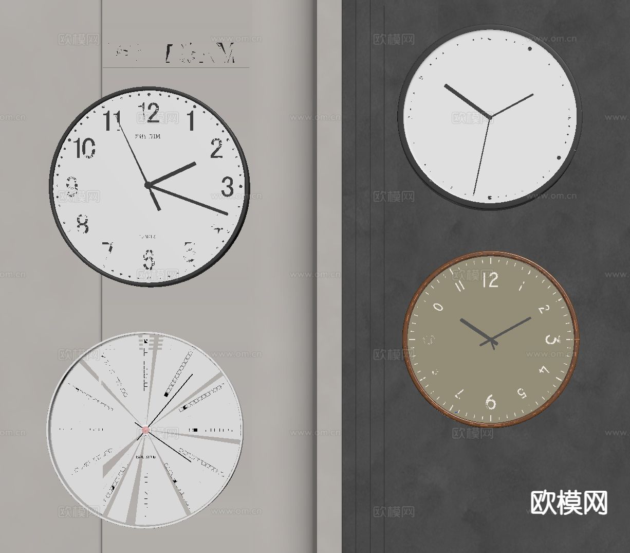 现代钟表 挂钟su模型下载（渲染图1）