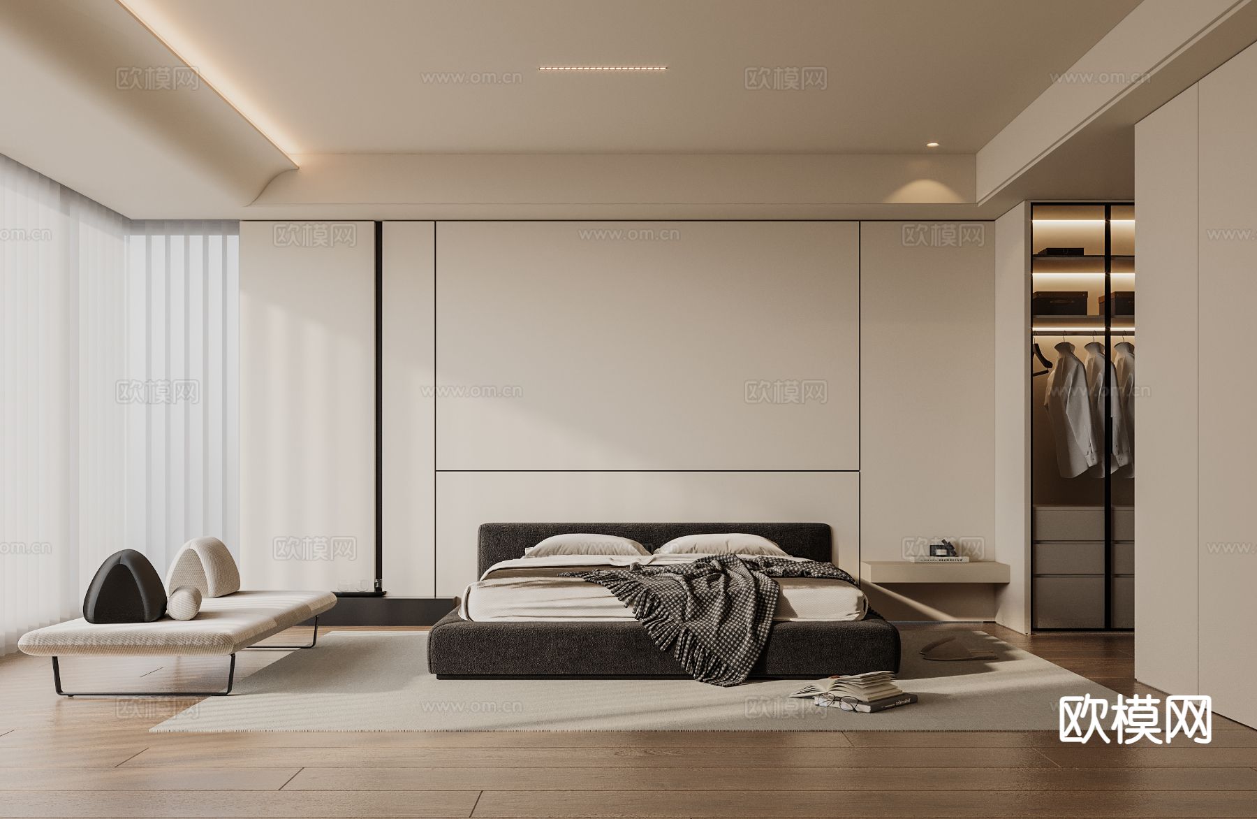 极简卧室 主卧3d模型下载