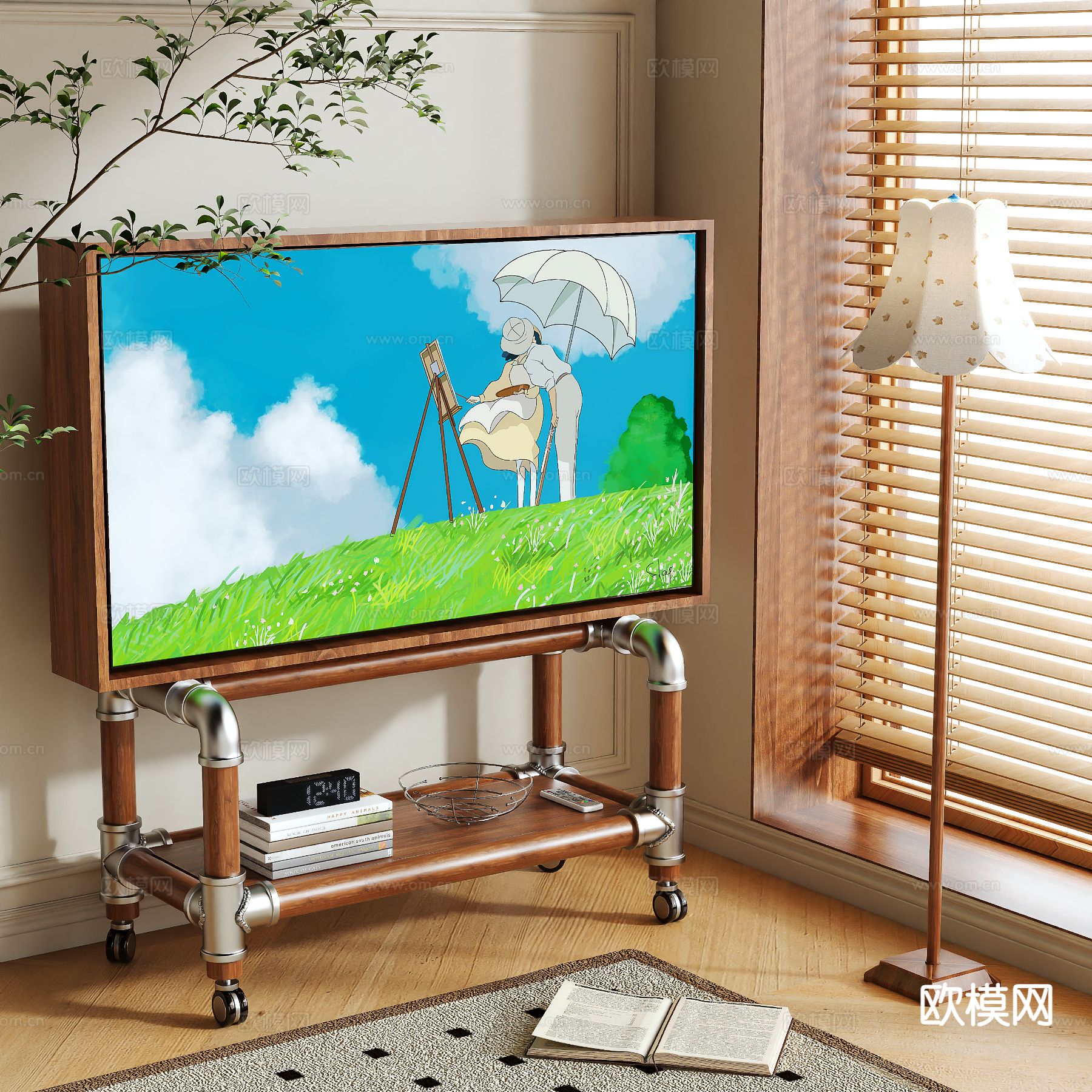 中古风电视支架3d模型下载