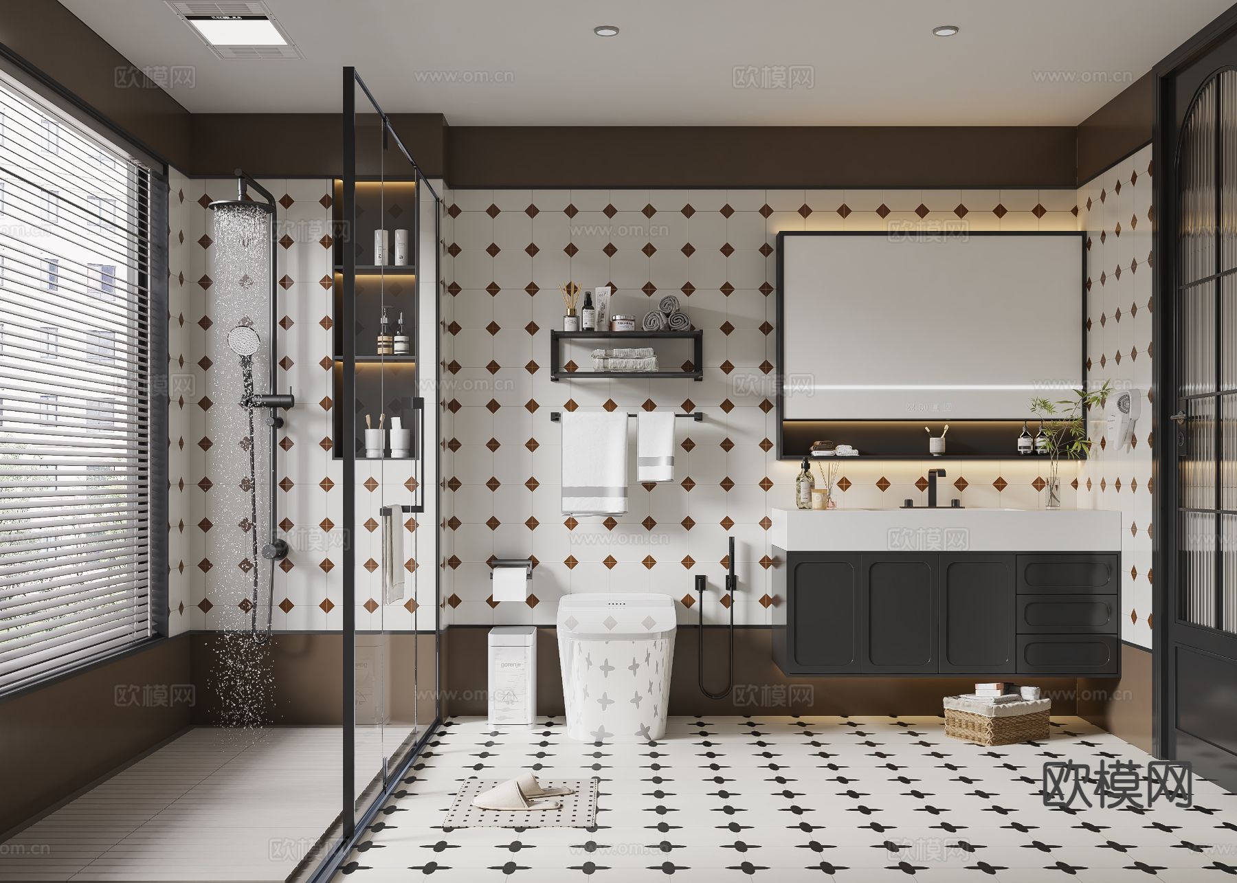 法式卫生间 浴室su模型下载（渲染图2）