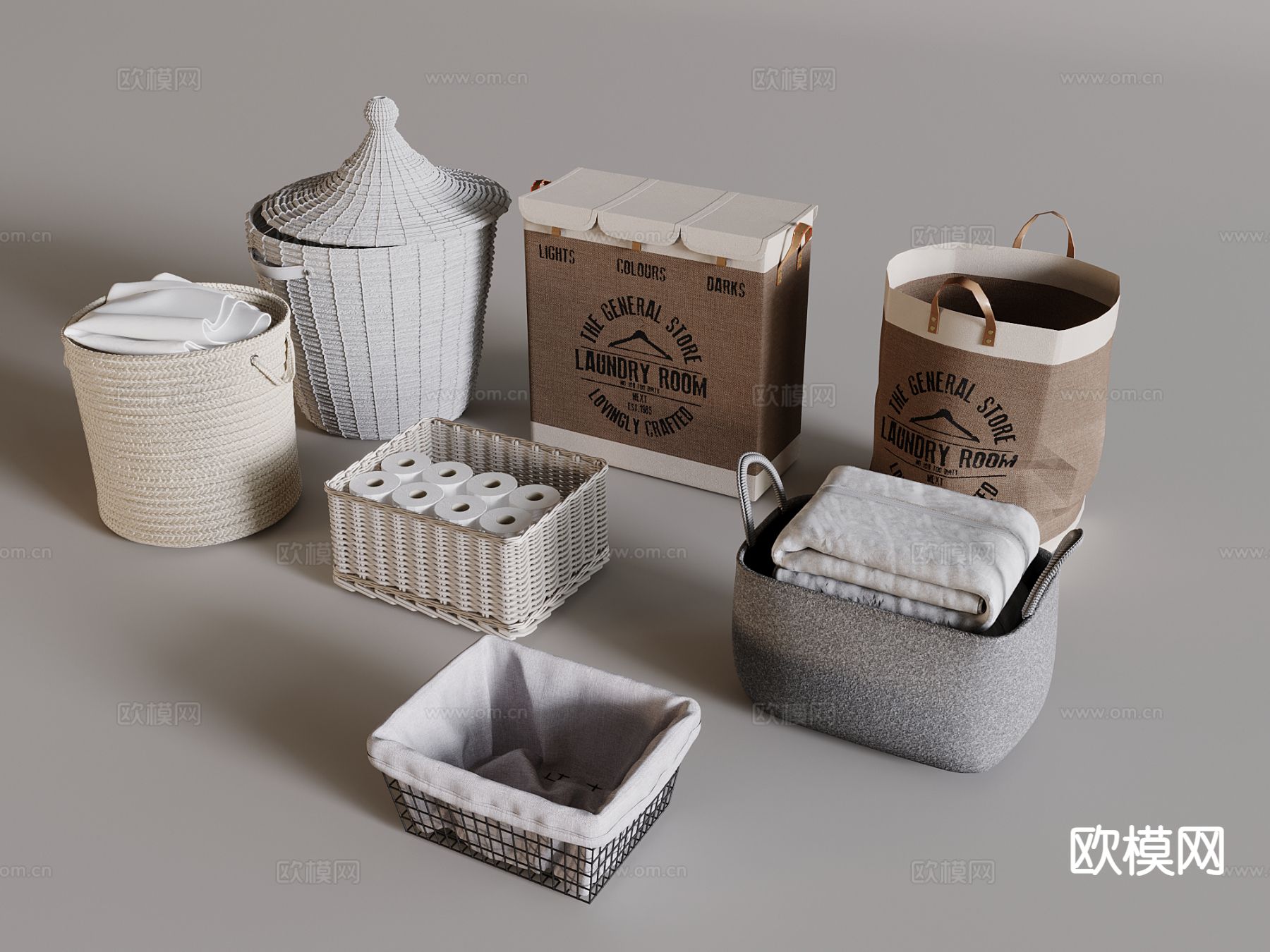 北欧收纳筐 收纳箱su模型下载（渲染图2）
