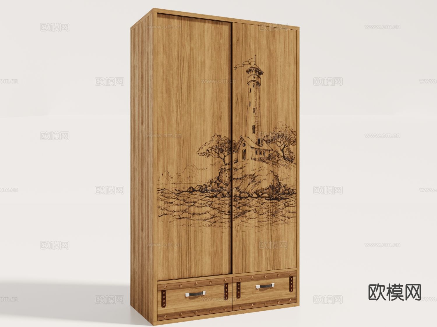 新中式衣柜 装饰柜su模型下载（渲染图2）