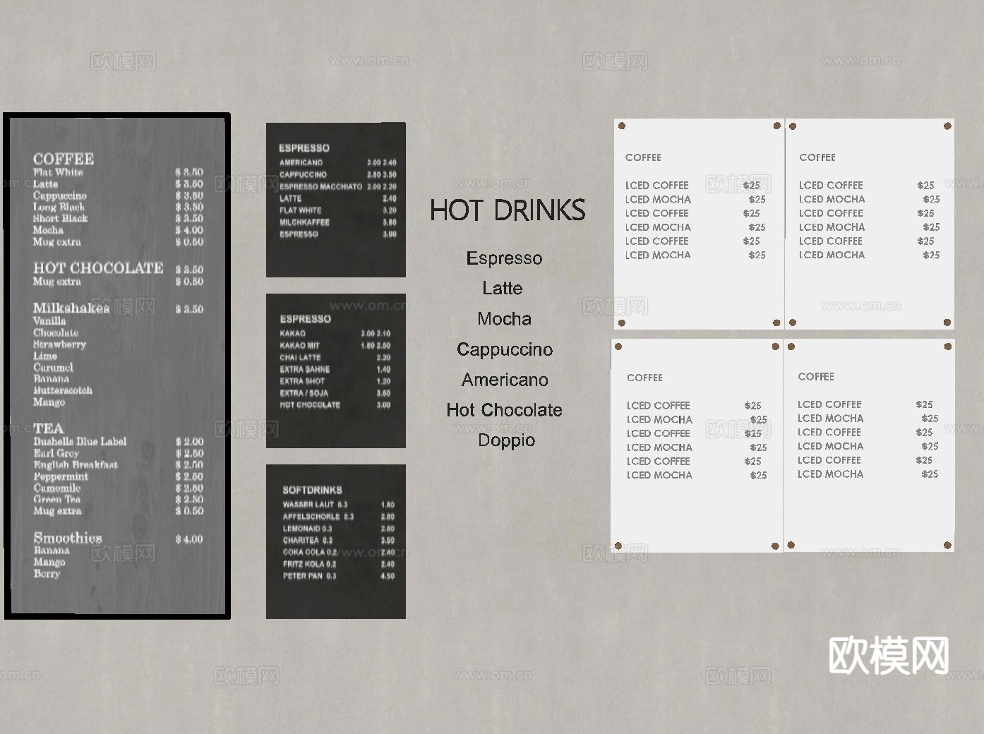 咖啡店标价 标识 菜单su模型下载（渲染图1）