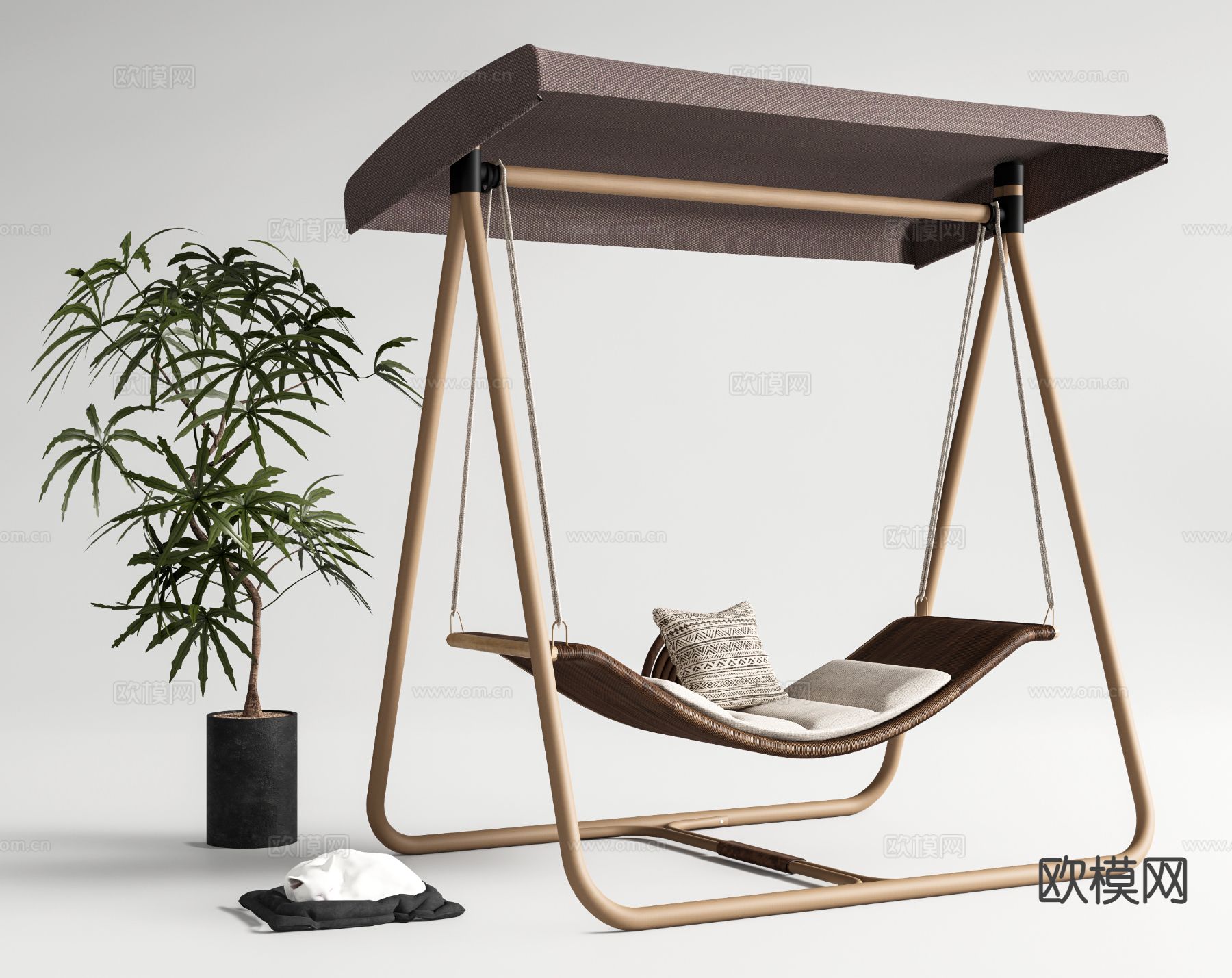 现代吊椅 秋千椅 户外摇椅su模型下载（渲染图2）
