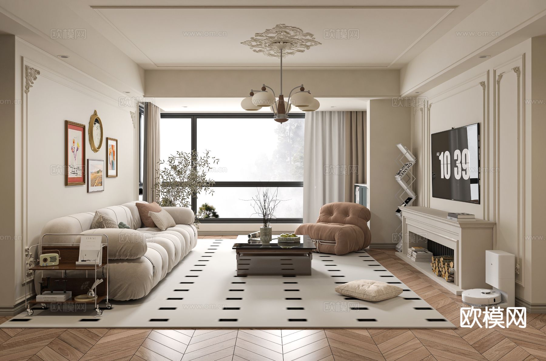 法式客厅3d模型下载