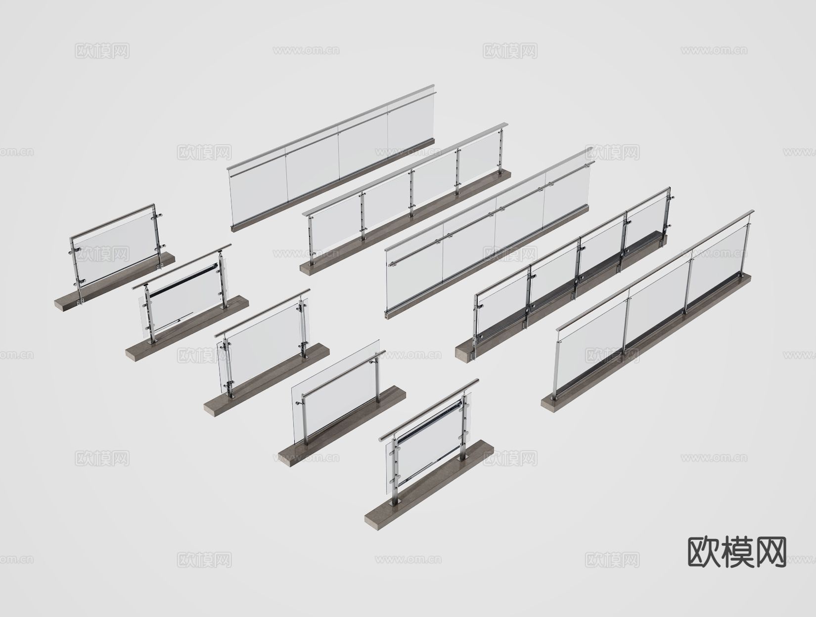 玻璃栏杆 护栏 围栏3d模型