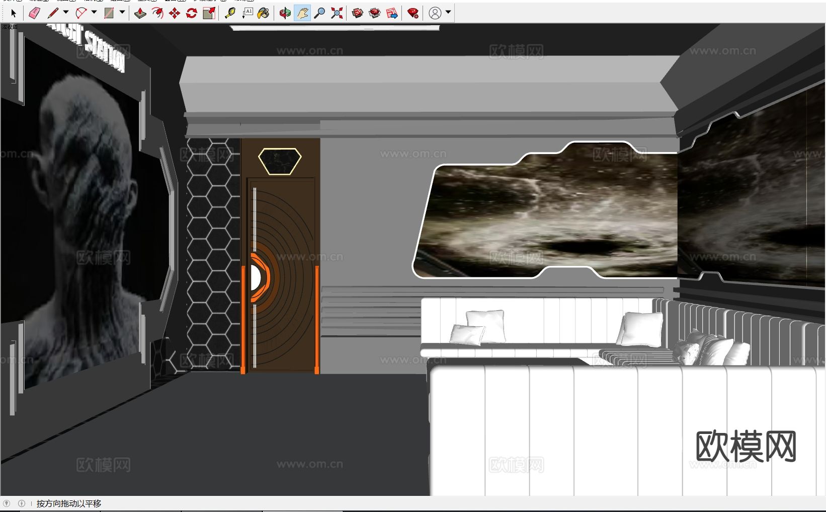 现代ktv 包间su模型下载（渲染图1）