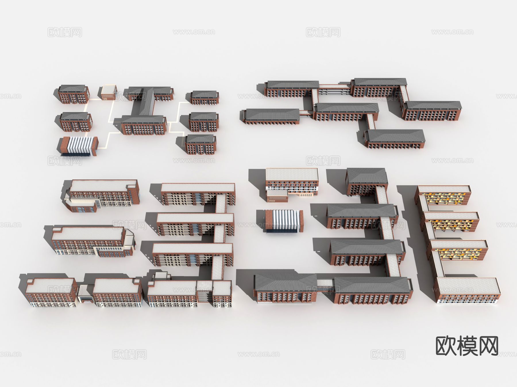 现代学校 建筑单体 群楼 配楼3d模型