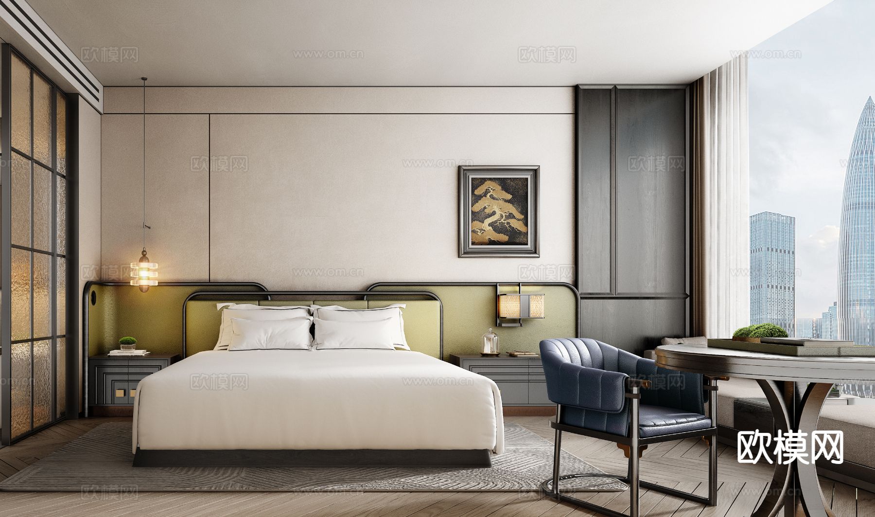 中古风酒店客房 套间3d模型下载