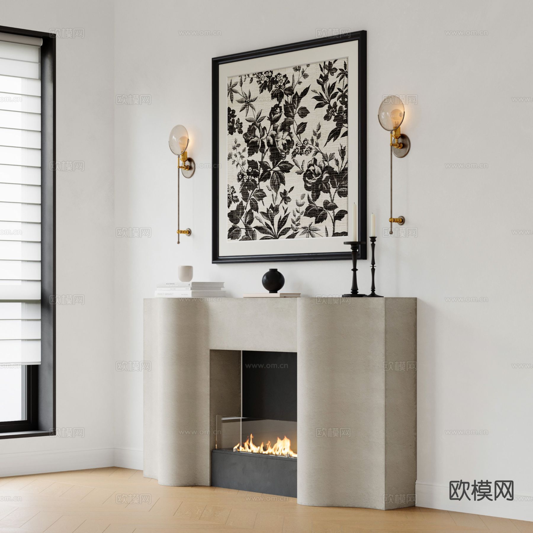 侘寂风壁炉su模型下载（渲染图2）