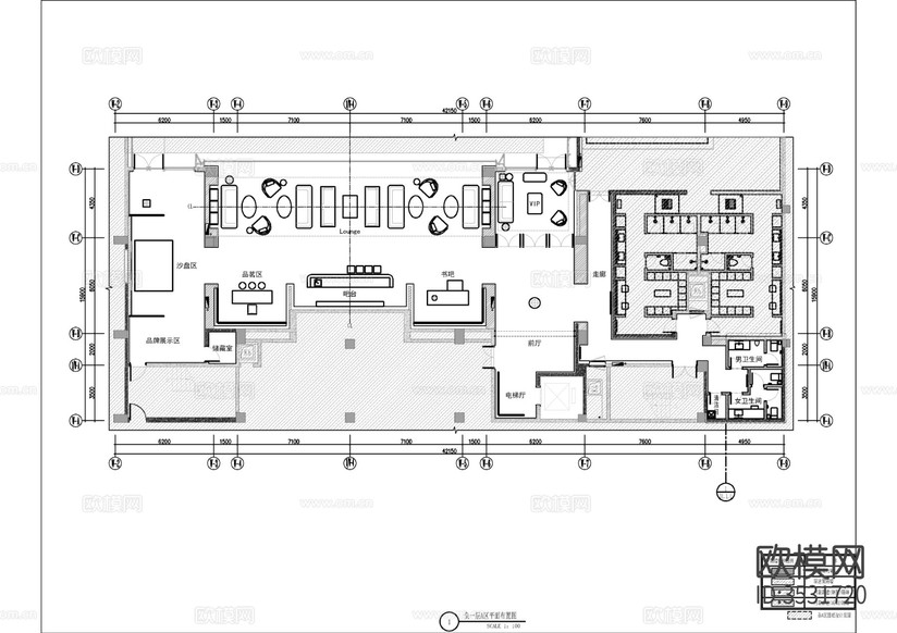 溫州售樓處cad施工圖下載(渲染圖1)