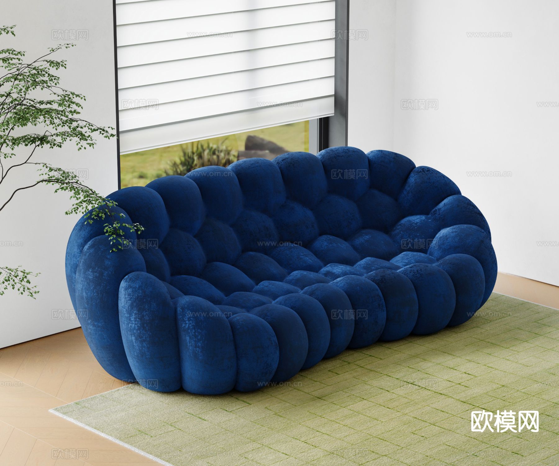 现代弧形沙发 泡泡沙发su模型下载（渲染图2）