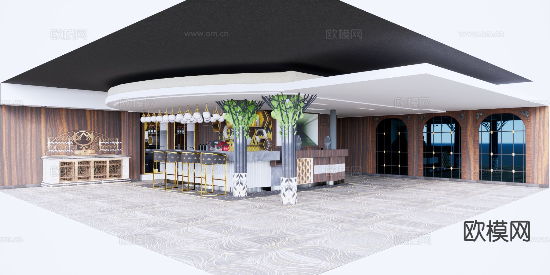 酒店吧台su模型下载（渲染图3）