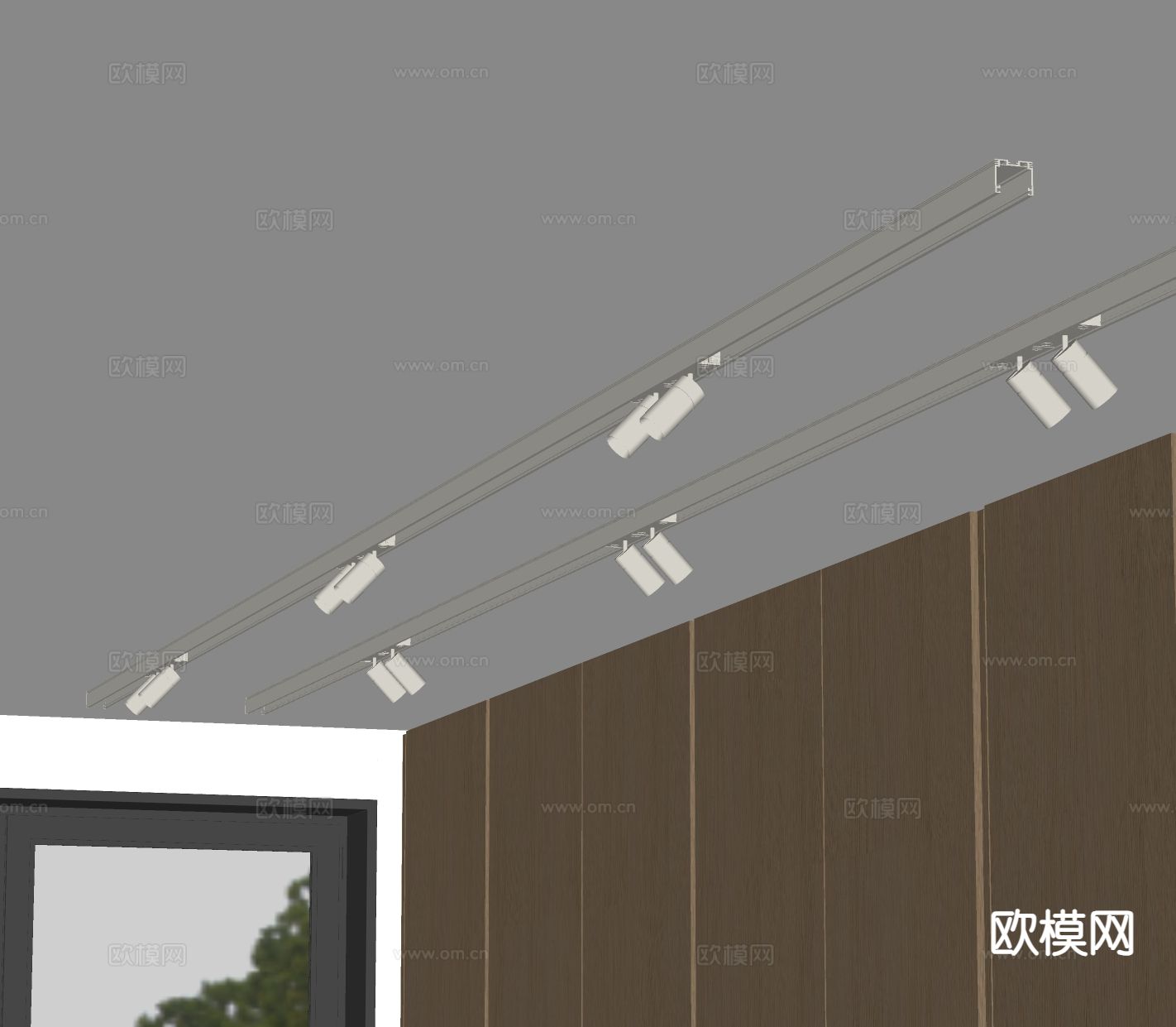 明装射灯 轨道灯su模型下载（渲染图1）