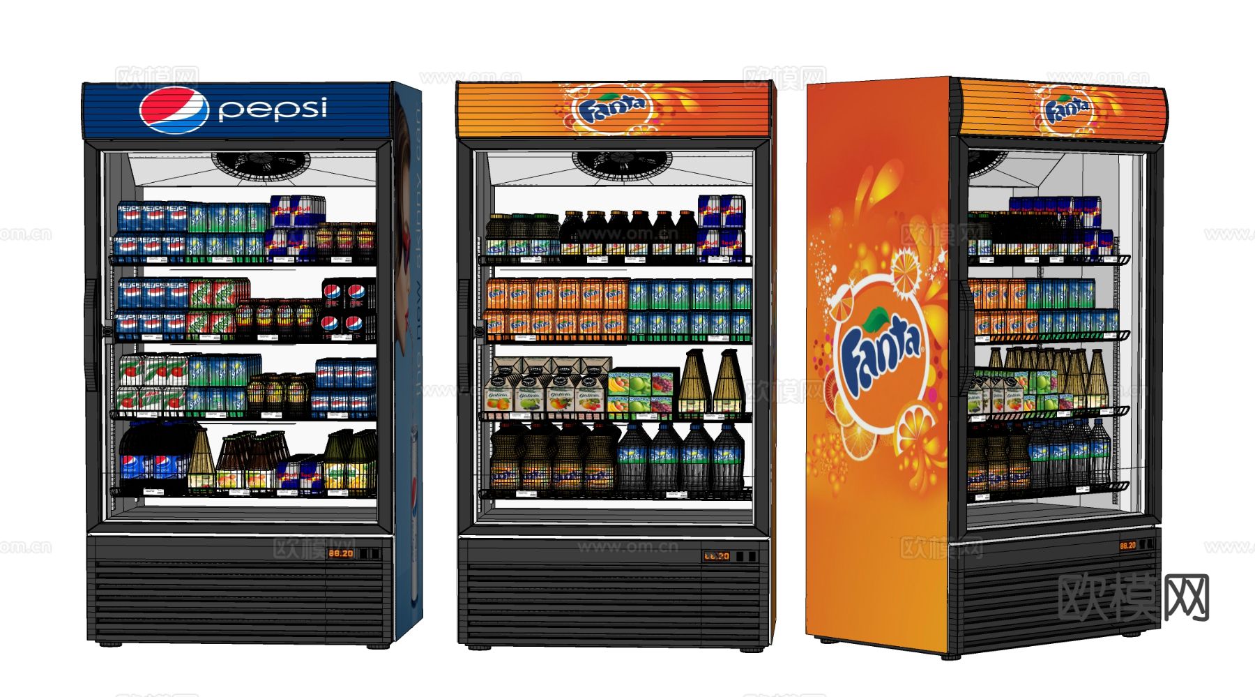 现代冰柜 冷饮柜 冷藏柜su模型下载（渲染图1）