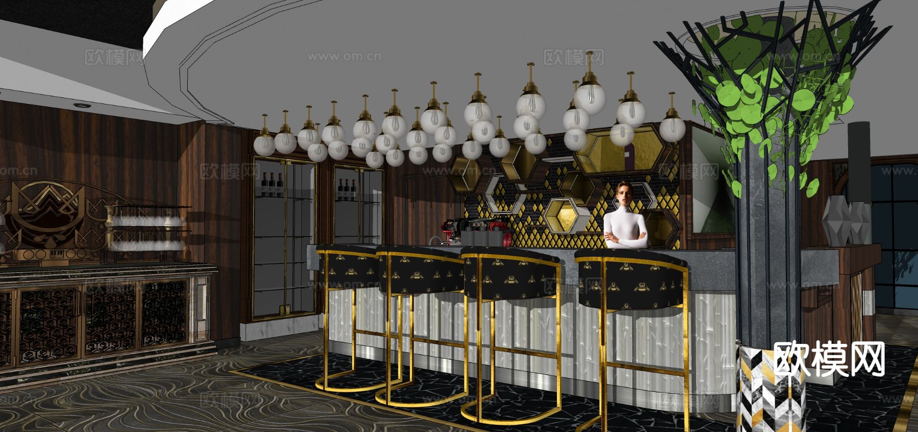 酒店吧台su模型下载（渲染图4）