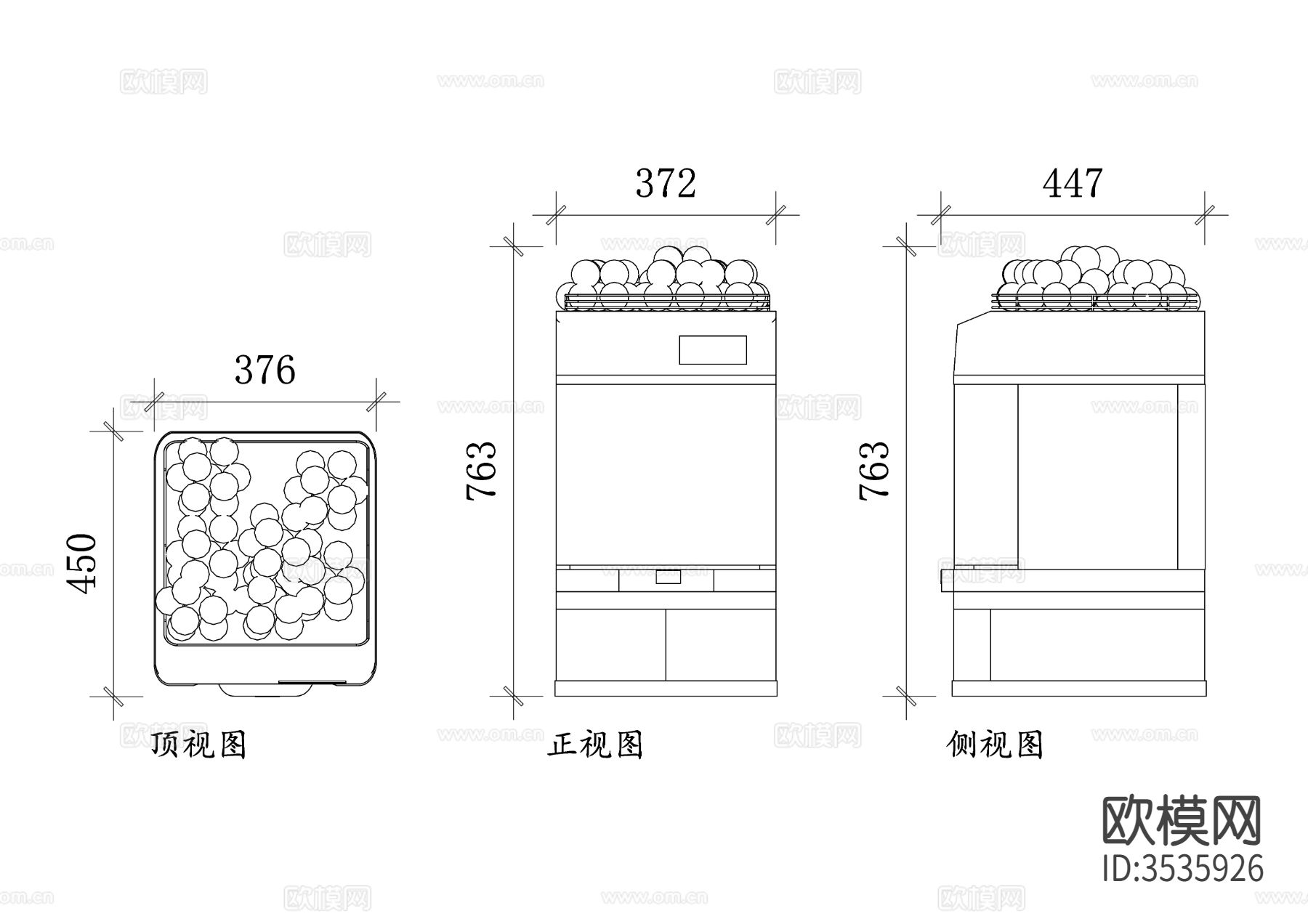 橙汁机cad立面图下载