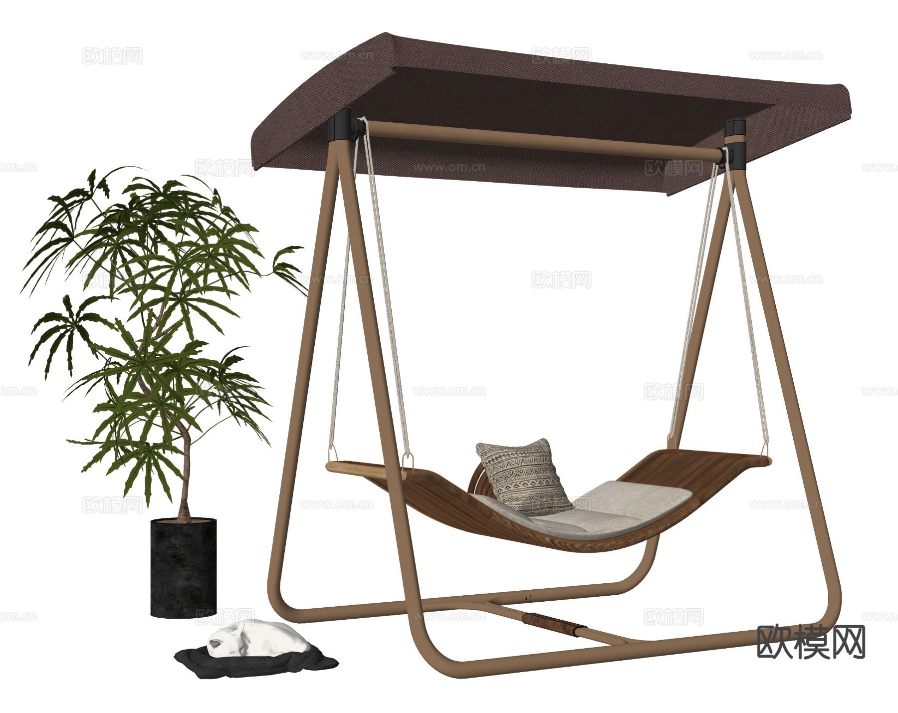 现代吊椅 秋千椅 户外摇椅su模型下载（渲染图1）