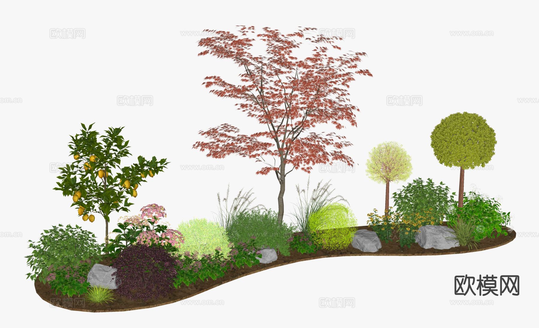 植物造景 植物堆 花镜su模型下载（渲染图1）