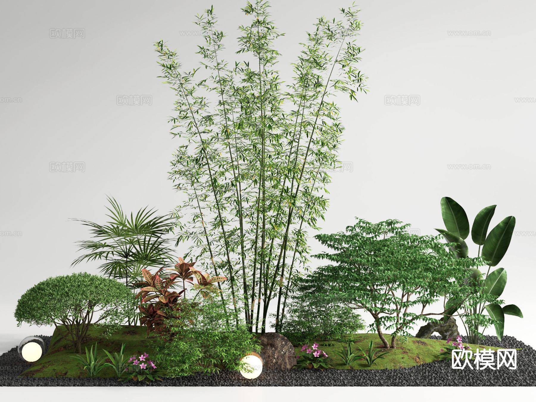 现代室内造景 植物堆3d模型