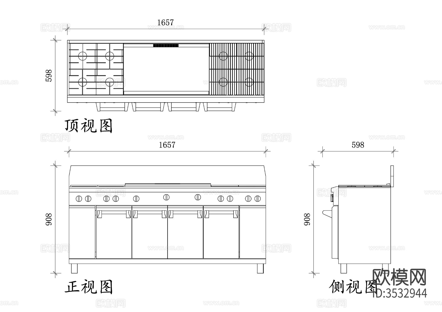 餐厅烧烤操作台cad平面图下载