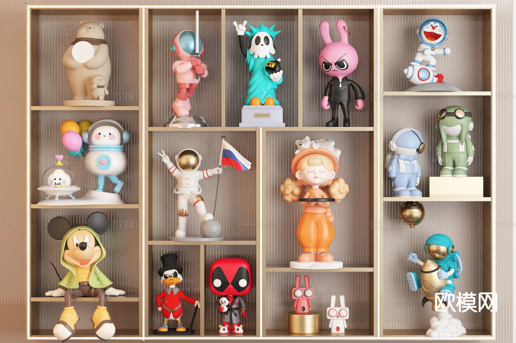 卡通潮玩 雕塑 公仔 手办摆件su模型下载（渲染图2）