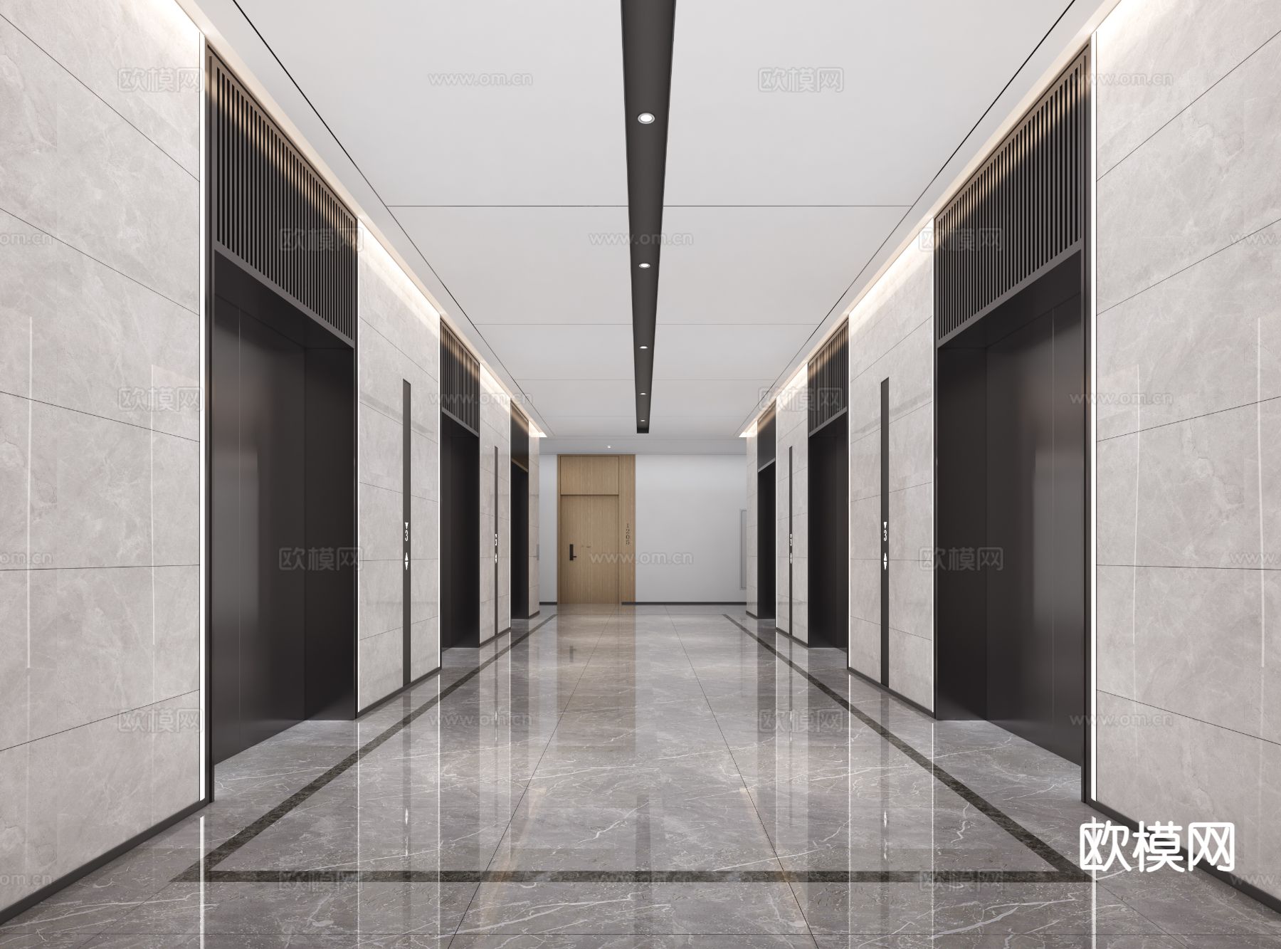 办公室电梯厅 电梯间3d模型下载