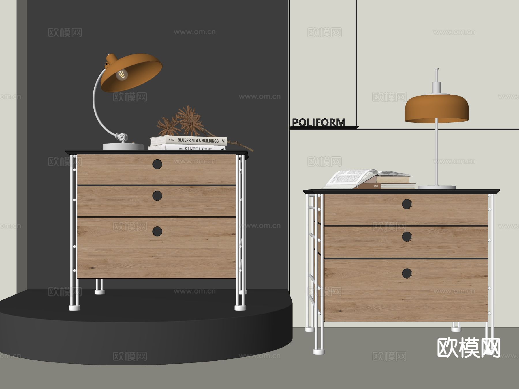 侘寂床头柜su模型下载（渲染图1）