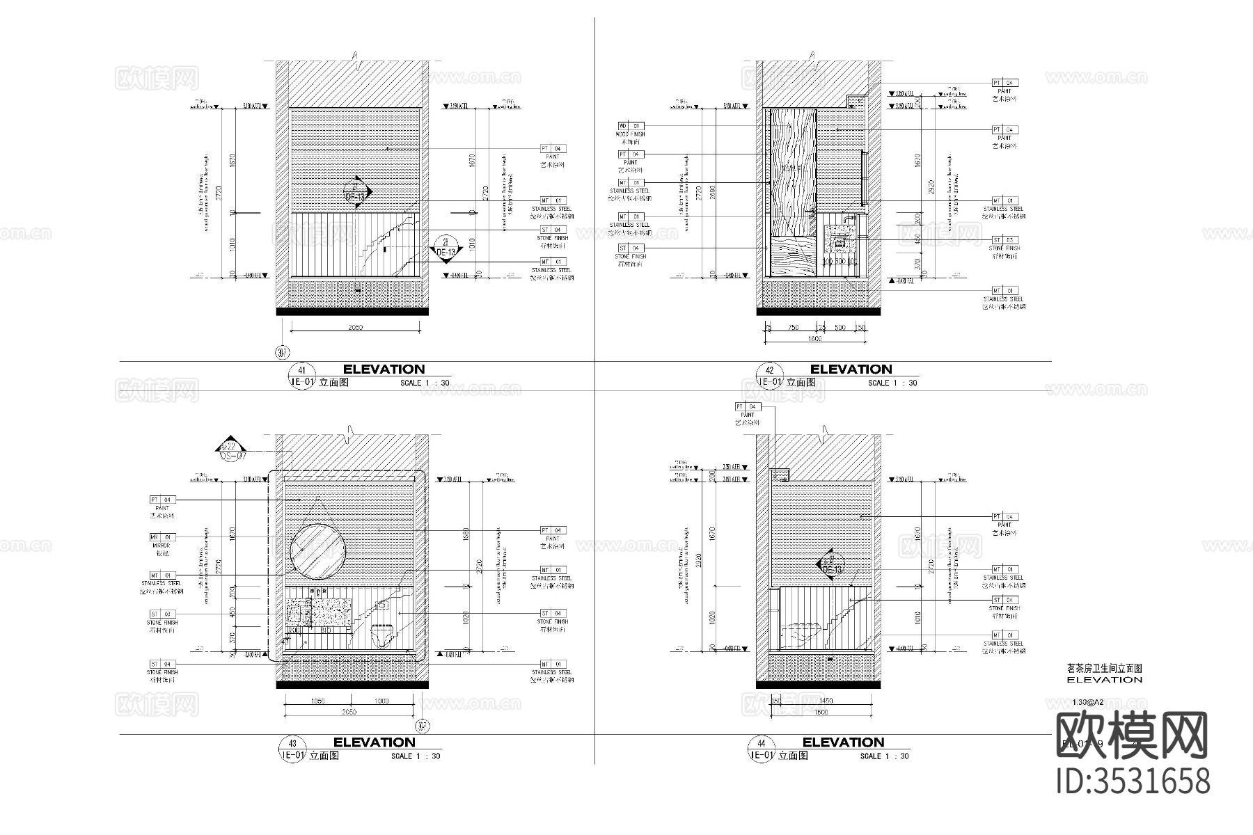 中西餐厅饭店cad平面图下载（渲染图7）