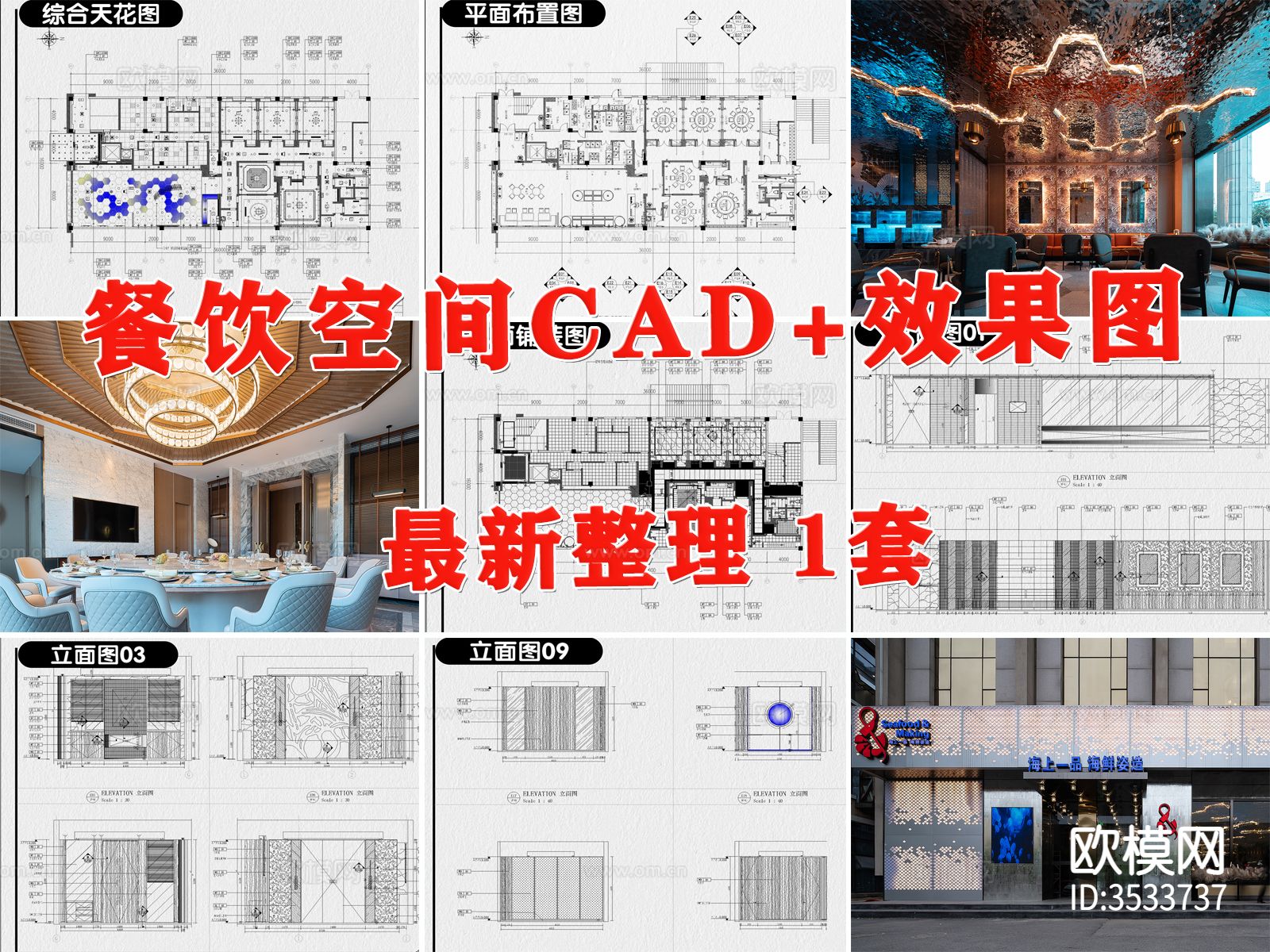 中餐厅西餐厅饭店cad平面图下载（渲染图1）