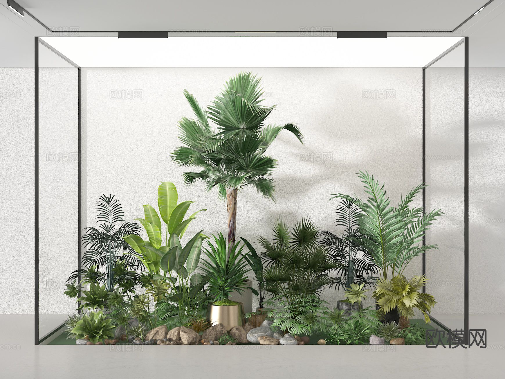 现代室内造景 植物堆3d模型