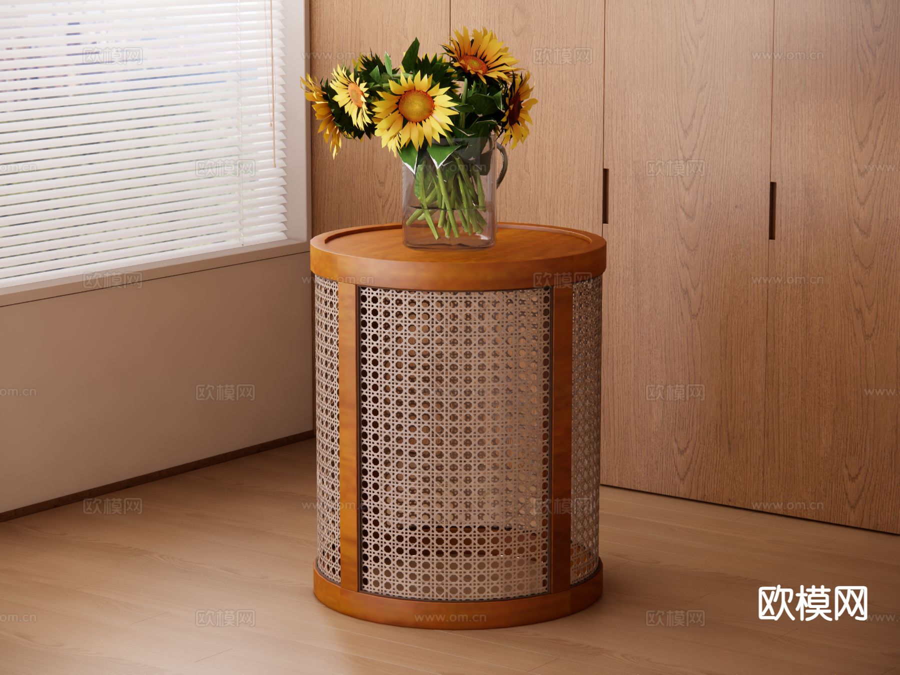 原木风边几 角几 圆几su模型