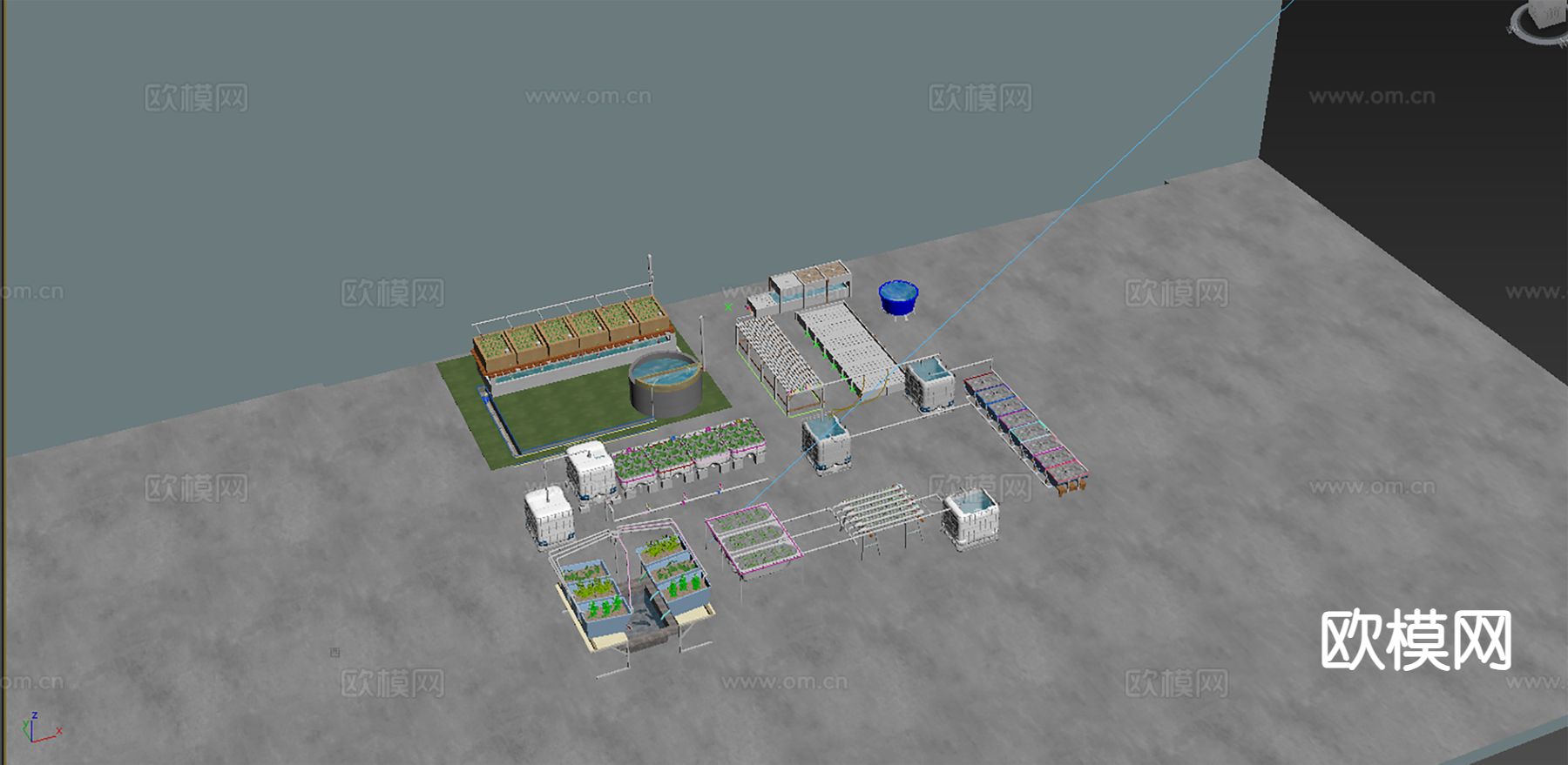 现代灌溉设备 菜园菜地 养殖培育设备3d模型