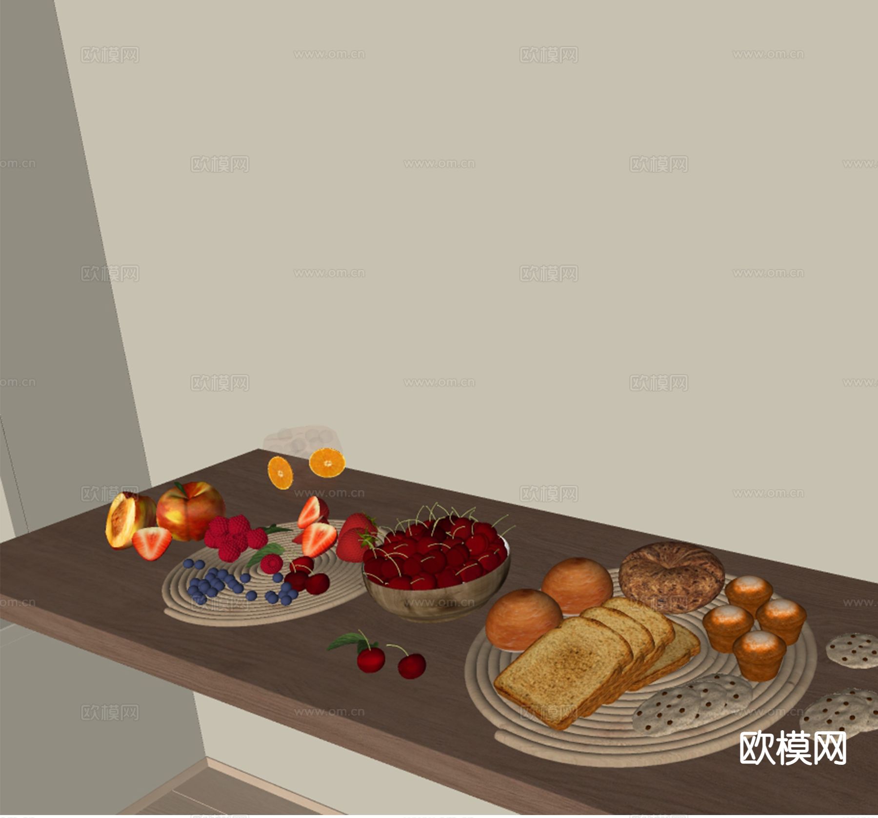 甜点 糕点 下午茶 面包su模型下载（渲染图1）