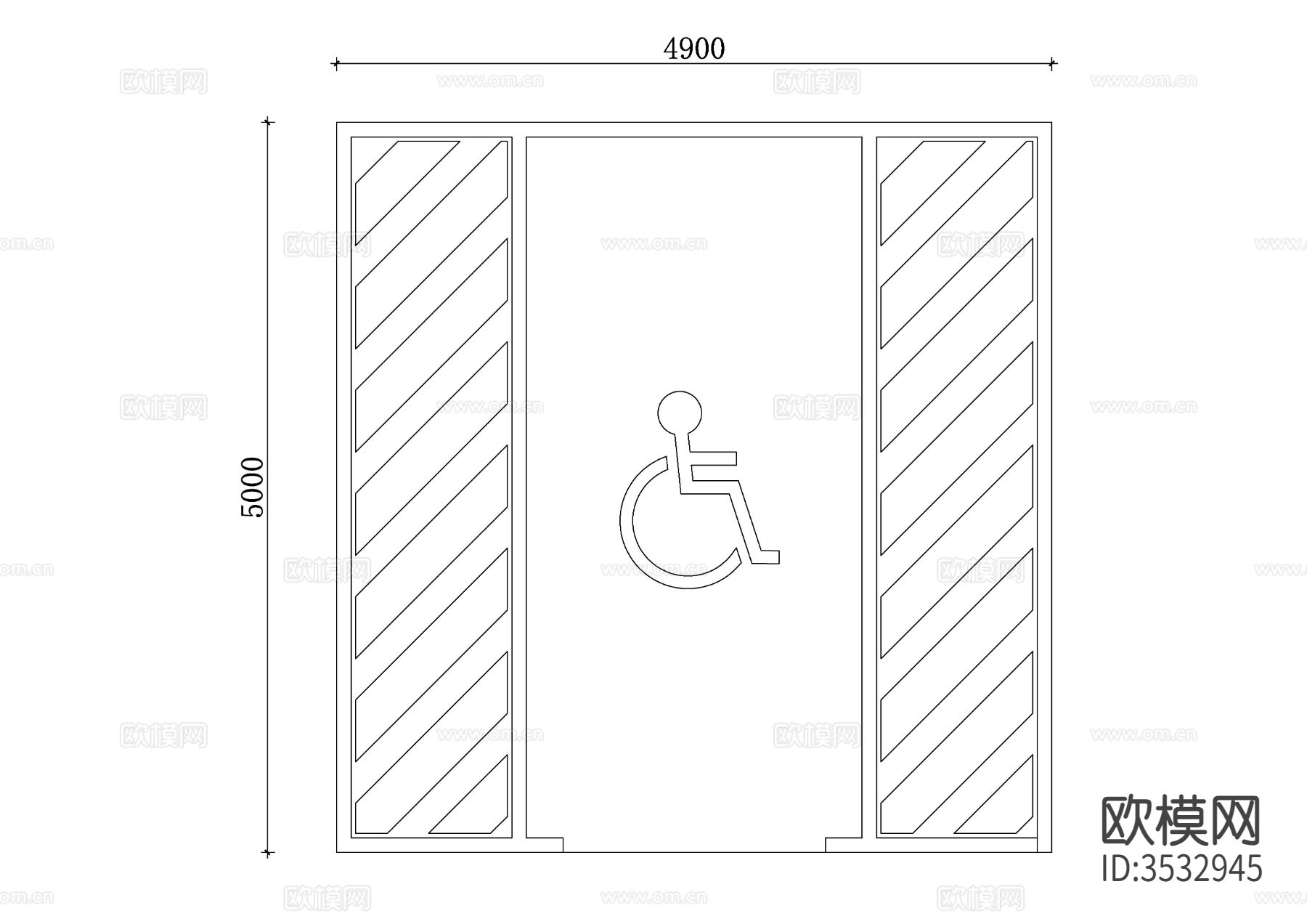 残疾人停车场cad平面图下载