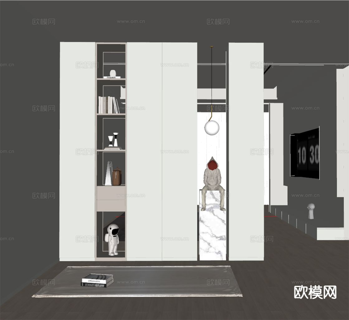 玄关鞋柜 隔断鞋柜su模型下载（渲染图1）