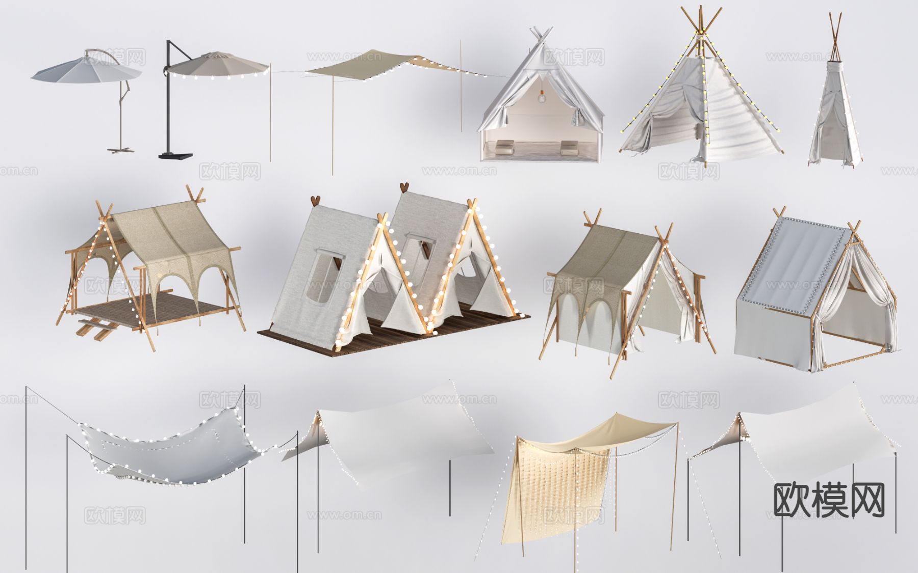 现代露营帐篷 户外帐篷su模型下载（渲染图2）