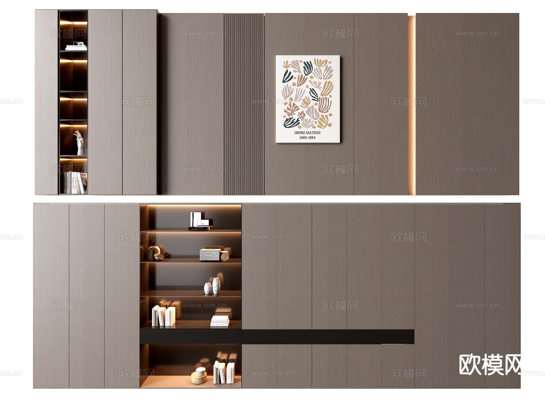 意式背景墙 沙发背景su模型下载（渲染图2）