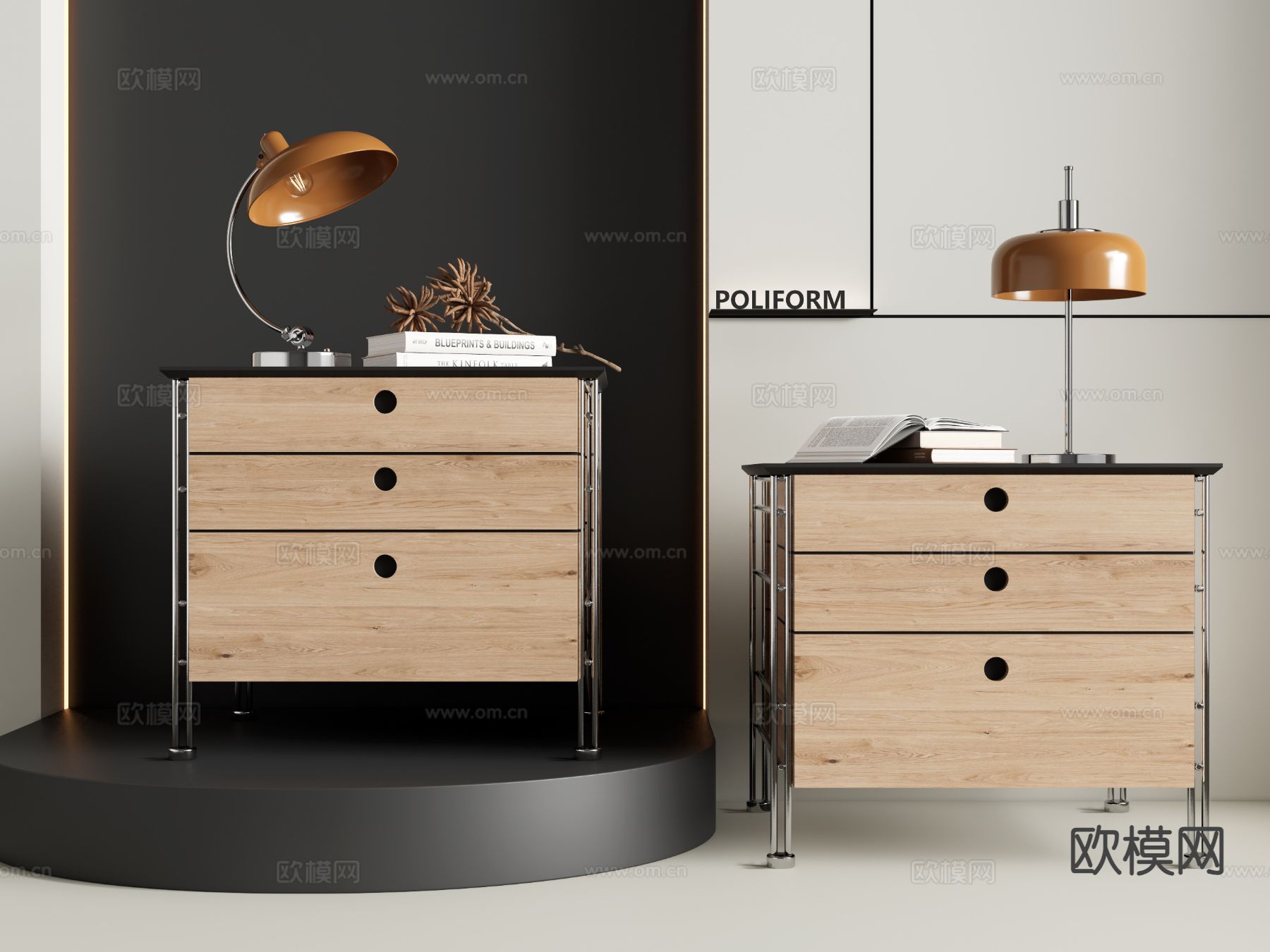 侘寂床头柜su模型下载（渲染图2）