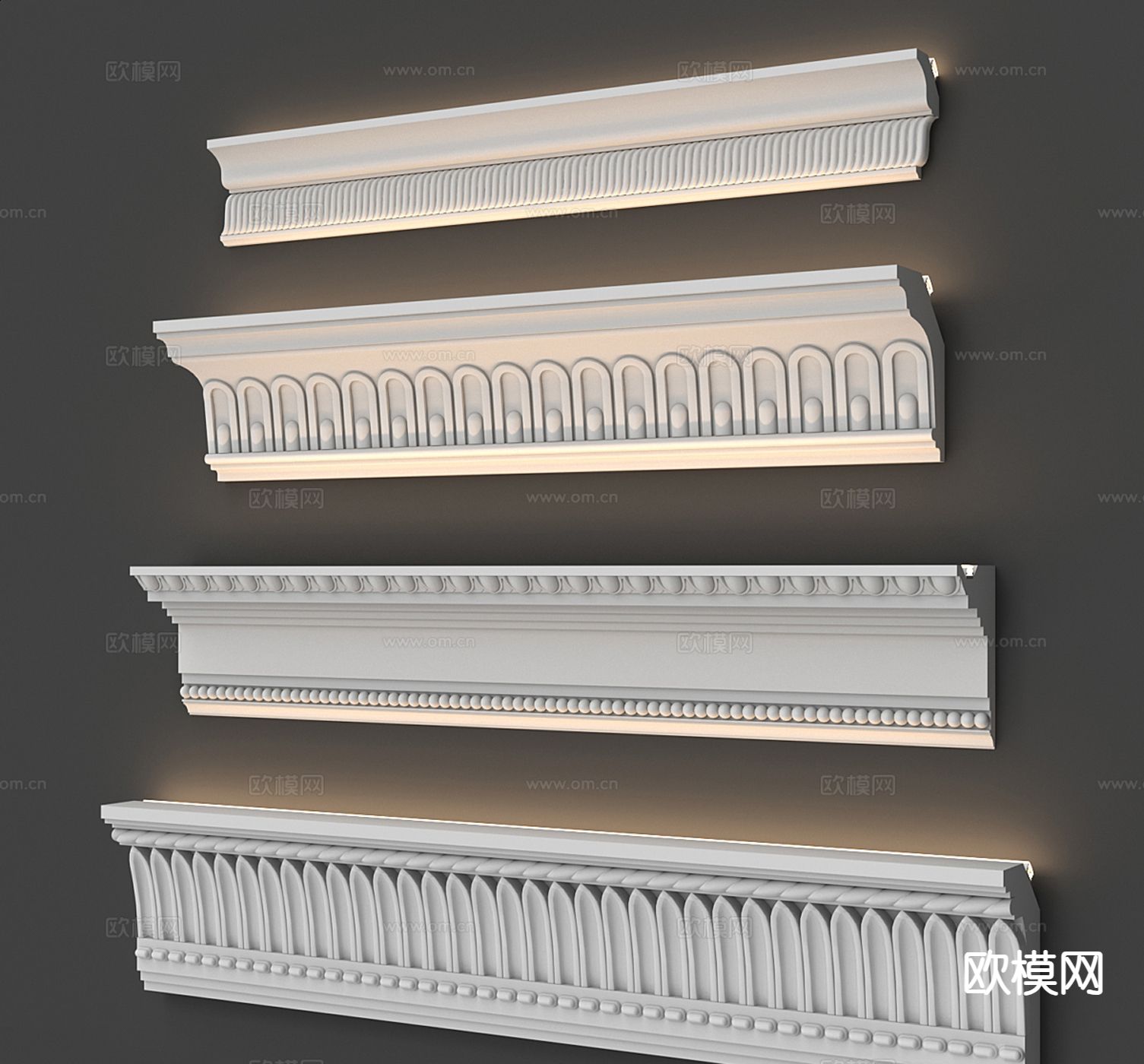 法式石膏灯带线条3d模型